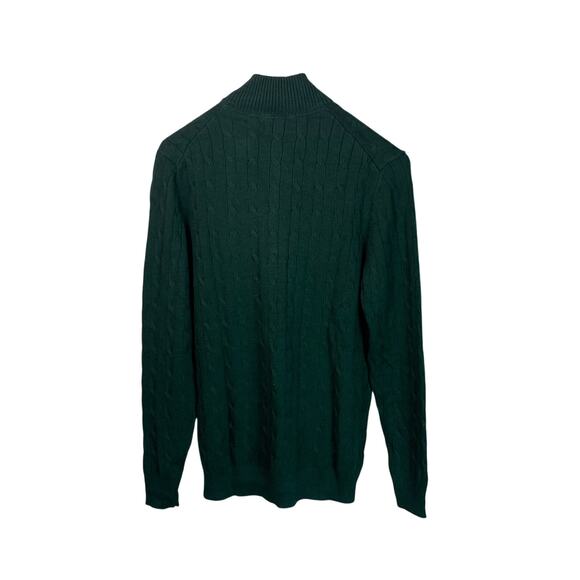 Club Room Pine Green Quarter Zip Cotton Blend Cable Knit Sweater Men’s L NWT - Picture 3 of 7